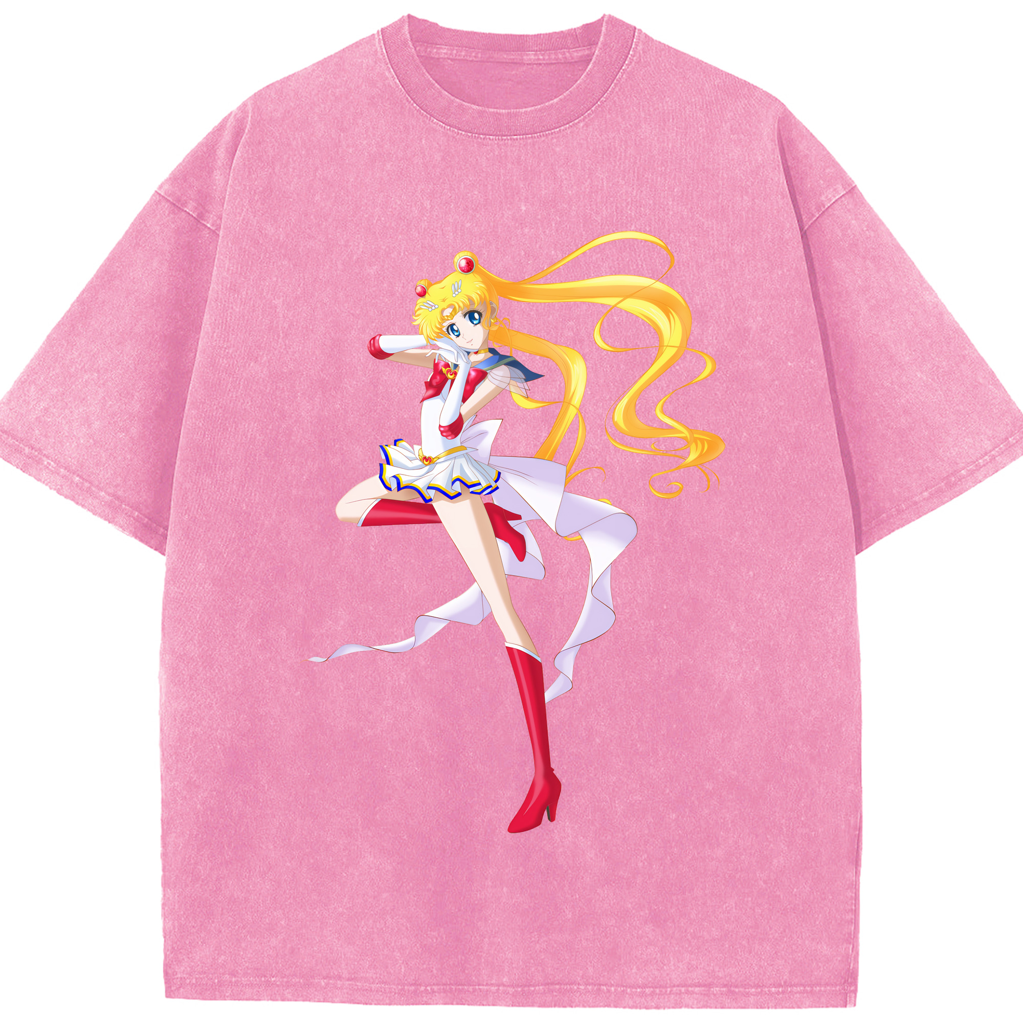 （画像用） 美少女戦士セーラームーン 月野 うさぎ つきの うさぎ Sailor Moon Tsukino Usagi 綿100% ヴィンテージ風 半袖Tシャツ（フロントプリント）